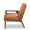 Baxton Studio Nikko Mid-century Modern Tan Faux Leather and Walnut Brown finished Wood Lounge Chair 175-10974-Zoro